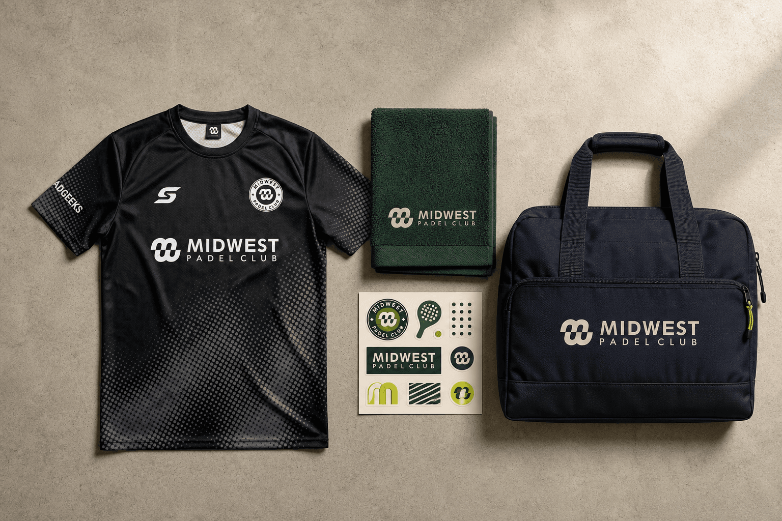 Midwest member kit with jersey, towel, stickers, and club bag